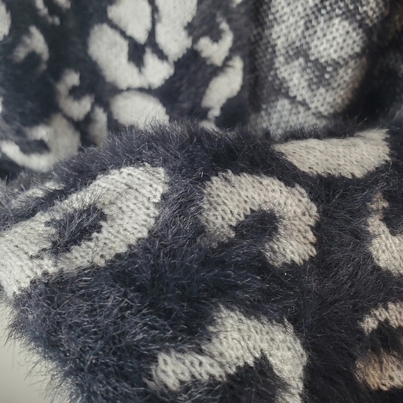 Akemi + Kin Open Cardigan One Size Black Cheetah Kimono Sleeve Long line Eyelash - Picture 9 of 10